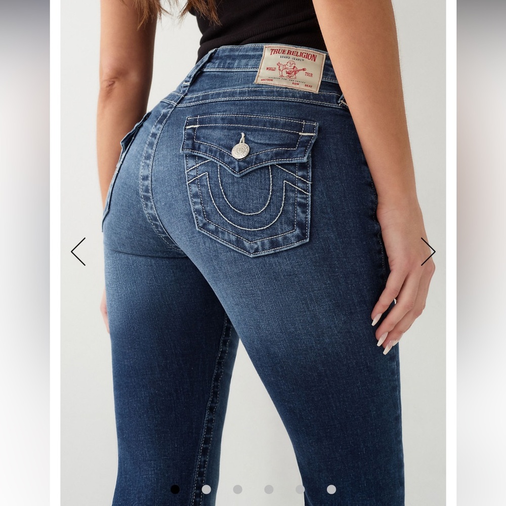 True Religion Joey Mid Rise Flare Jeans 26 Dark Wash Stretch